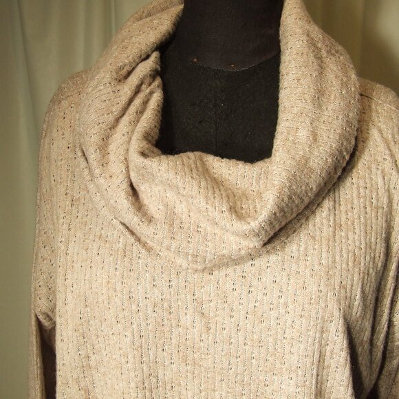 New Anthropologie Maeve Beige Ruffled Cowl Neck Pullover Lightweight Sweater Wom - Picture 5 of 6